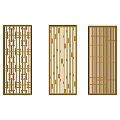 Modern Room Dividers With Intricate Geometric Openwork Patterns And Wooden Frames 3d model