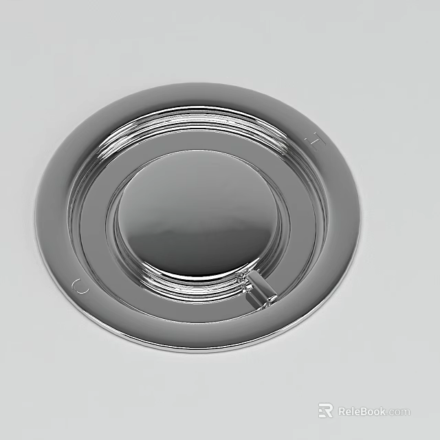 Shiny Silver Circular Metal Piece With Smooth Surface And Ring Structure 3d model 