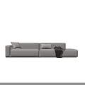 Modern Light Gray Fabric Sectional Sofa with Soft Cushions and Throw Blanket 3d model