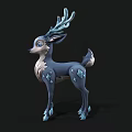 Cute Blue Cartoon Deer With Frosty Antlers And Spotted Body Design