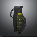 Green Yellow Hand Grenade With Ribbed Surface Metallic Lever Pull Ring And 3D Render 3d model