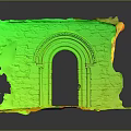 Ancient Ruined Stone Archway Building Structure With Green Moss And Grass