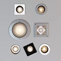 Various Modern Downlights and Spotlights with Different Shapes and Colors for Indoor Lighting