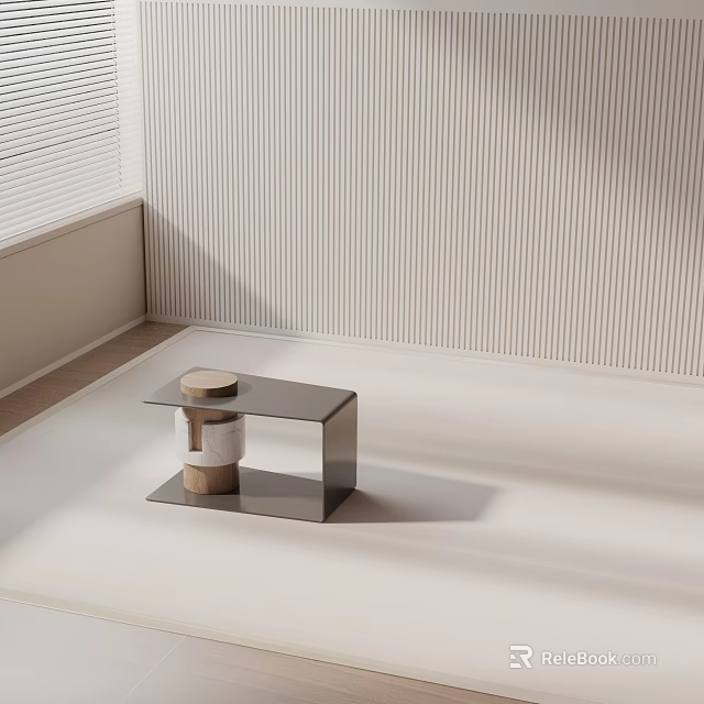 Modern Minimalist Side Table With Metal Frame Glass Tabletop And Decorative Storage Box 3d model 