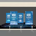 Blue Themed Exhibition Panels With Data Visualization And Tech Infographics 3d model