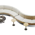 Curved Sectional Sofa Setup With Side Tables And Trays In Modern Interior Design 3d model