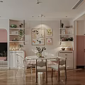 Modern Living And Dining Room Interior Design With Cozy Sofa Circular Decor And Green Plants
