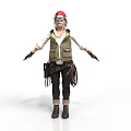 A Man Wearing Red Cap Glasses Vest Pants and Tool Belt Standing with Arms Outstretched