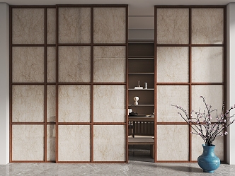 New Chinese style sliding door DuPont paper partition DuPont paper sliding door DuPont paper screen DuPont paper background wall DuPont paper sliding door 3d model