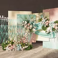 Wedding Decor With Pastel Backdrops Fringe And Colorful Flower Arrangements