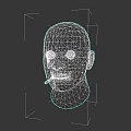 Realistic 3D Man Head Model Smoking Cigarette on Plain Gray Background