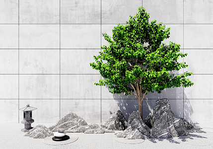 Modern landscape sketch landscape tree rockery stone 3d model