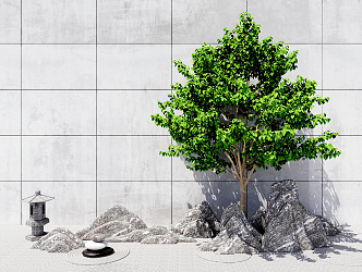 Modern landscape sketch landscape tree rockery stone 3d model