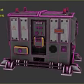 Industrial Computer Control Unit With Red Warning Indicators And Yellow Interface Panel