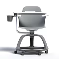 Gray Office Chair with Writing Table Cup Holder and Swivel Wheels