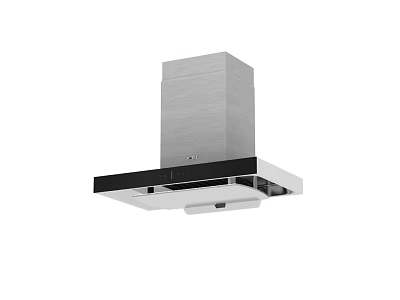 Modern Stainless Steel Kitchen Range Hood with Black Panel Design 3d model