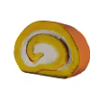 Yellow Orange Swiss Roll With White Cream Filling And Spiral Pattern