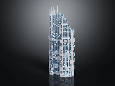 Modern Skyscraper 3D Model With Glass Facade And Complex Architectural Design 3d model