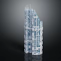 Modern Skyscraper 3D Model With Glass Facade And Complex Architectural Design 3d model