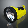 Portable Yellow Handheld Flashlight With Black Grip And Reflective Lens Design 3d model