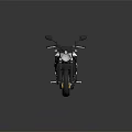 Modern White and Black Motorcycle with Red Rimmed Wheels Golden Shock Absorbers and Black Seat