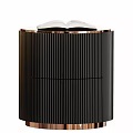 Modern Black Ribbed Nightstand With Vase Open Book And Decorative Twigs