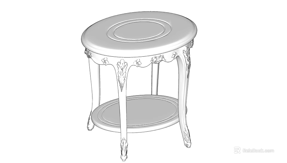 Decorative Round Side Table With Intricate Carved Legs And Lower Shelf Design 3d model 