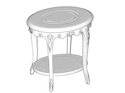 Decorative Round Side Table With Intricate Carved Legs And Lower Shelf Design 3d model