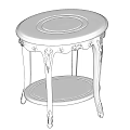 Decorative Round Side Table With Intricate Carved Legs And Lower Shelf Design