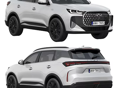 White SUV Car Exterior Design With Front Grille Black Wheels And Rear Tail Lights 3d model