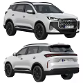 White SUV Car Exterior Design With Front Grille Black Wheels And Rear Tail Lights
