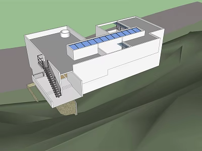 Modern Detached Villa With Hillside Setting White Exterior Staircase And Roof Terrace 3d model