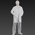 Man Wearing White Doctor Coat With Stethoscope Standing Against Gray Background