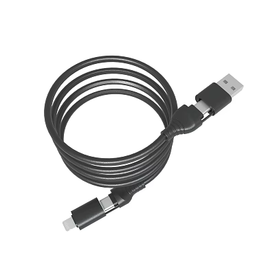 Black USB Data Charging Cable With USB A And USB C Connectors 3d model Black USB Data Charging Cable With USB A And USB C Connectors 3d model