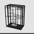 Modern Black Metal Frame Display Shelf with Open White Storage Shelves