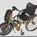 Colorful Striped Sporty Wheelchair With Large Wheels Black Seat And Storage Bag