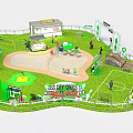 Vibrant Commercial Street With Green Lawn Innovation Displays Event Tents And People Activities