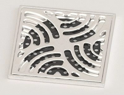 Stainless Steel Square Floor Drain Hardware Tool with Hollow Wave Dot Pattern for Efficient Drainage 3d model