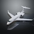 White Passenger Jet With Sleek Design Twin Engines Tail Wing And Reflection On Dark Surface