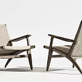 Modern Lounge Chairs With Wooden Frame And Woven Back For Home Living Room