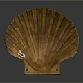 Rustic Bronze Shell Shaped Sculpture Carving with Textured Surface and Base Mounting Holes