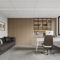 Modern Conference Room With Long Table Black Chairs Glass Partitions Wooden Elements And Smooth Floor