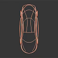 Modern Orange Wireframe Car Frame Structure for Automotive Body Parts Design