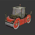 Red And Silver Road Roller With Enclosed Cab And Heavy Duty Rollers 3d model
