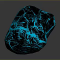 Modern Decorative Ornament Set With Glowing Blue Veins And Black Cracked Stone Texture