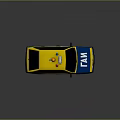 Vintage Yellow And Blue Police Car With GAI Logo And Roof Mounted Sirens