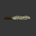 Artistic Weapon With Wooden Handle Net Like Blade Transparent Section And Reflection On Dark Background