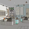 Stylish Boutique Store Interior With Wooden Ceiling Pendant Lights And Long Table