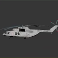 UN Marked White Helicopter With Large Rotor System And Multiple Rotors Design 3d model