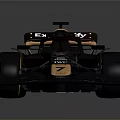 McLaren Formula 1 Racing Car with Black Orange Bodywork Yellow Wheels and Streamlined Aerodynamic Design